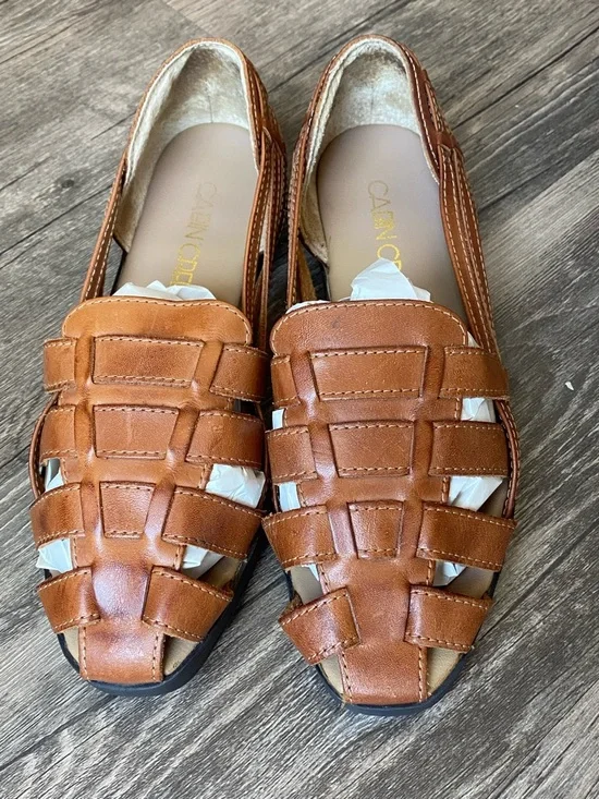 Cabin Creek Womens Brown Woven Leather Slip-On Loafers Size 7 - Picture 2 of 9